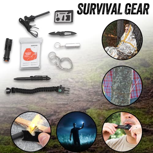 Survival gear included.